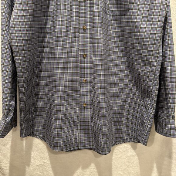 LL Bean Shirt Mens Medium Tall Blue Cotton Plaid Button Down Traditional Fit - Picture 4 of 11